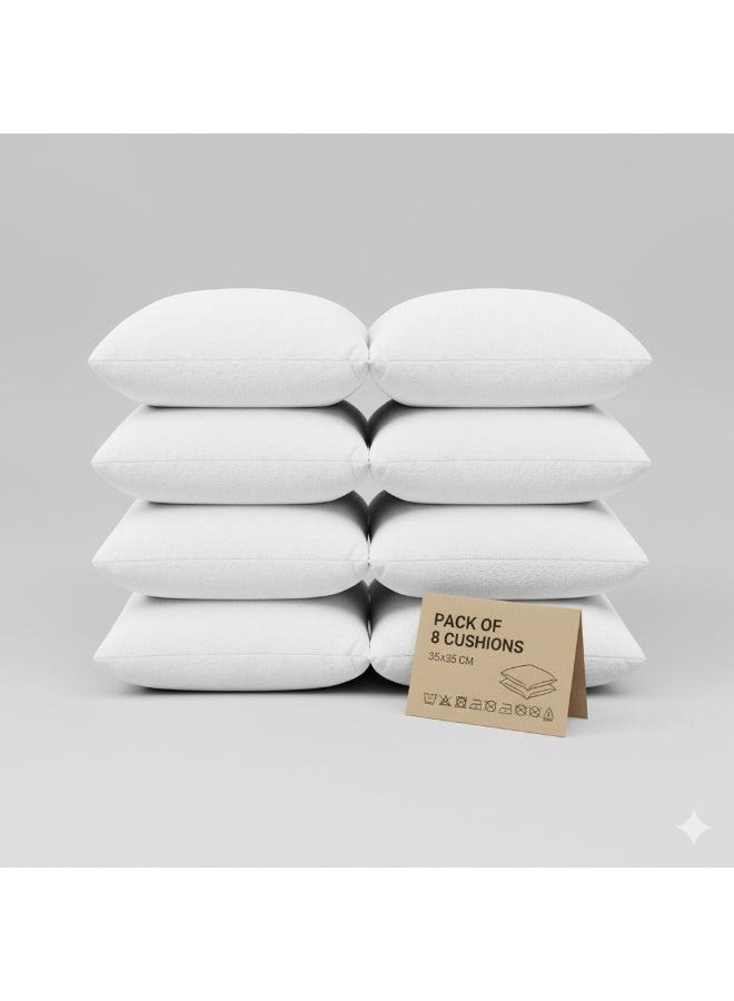 Harmony Home Luxury Cushion Filler, Decorative Pillow Inserts (Pack of 8, White) - Square Indoor Bed and Couch Pillows - Hollowfibre Cushion Fillers (Pack of 8, 50 x 50 cm) - Image 1