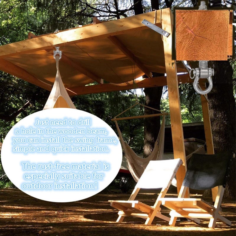 Dakzhou 4 Heavy Duty Bearing Swing Hanger Permanent Anti-Rust (10mm) 180Â° Swing, 1500 LB, Wood Beam sandbag Yoga Swing Hammock Chair - Image 2