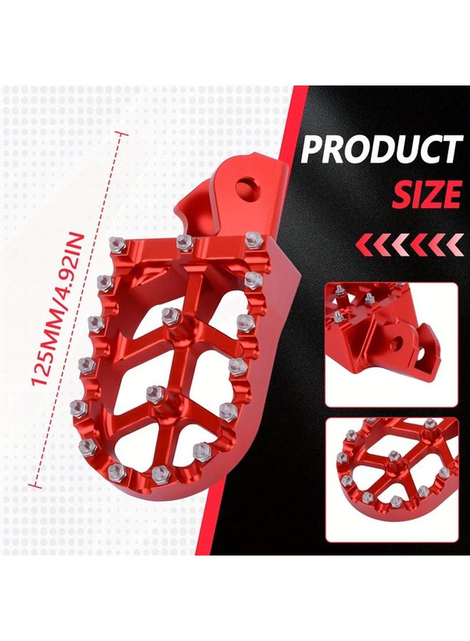 Red Aluminum Alloy Dirt Bike Foot Pegs Ergonomic Design For Off Road Motorcycle Accessories - Image 2