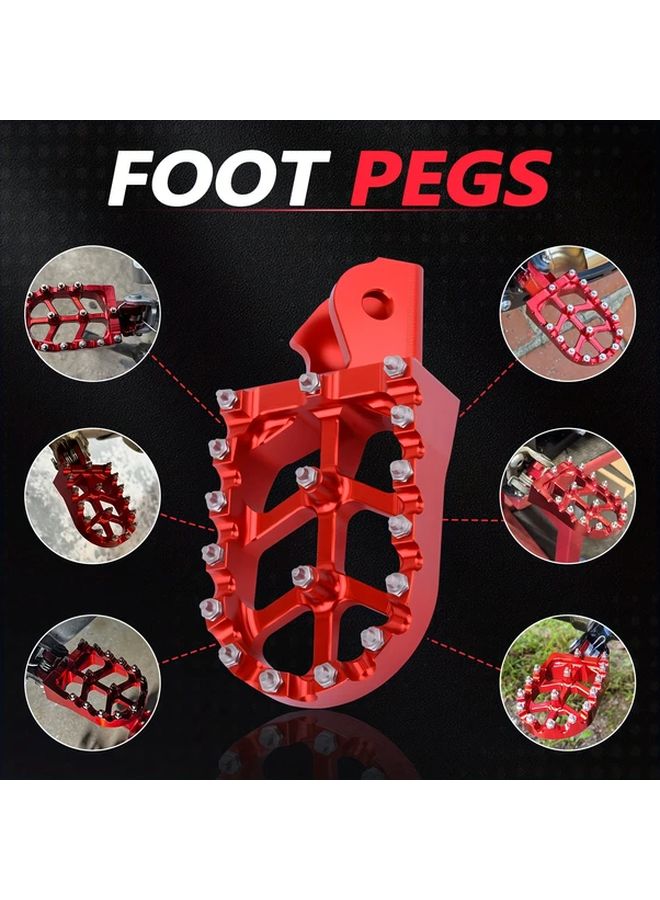 Red Aluminum Alloy Dirt Bike Foot Pegs Ergonomic Design For Off Road Motorcycle Accessories - Image 4