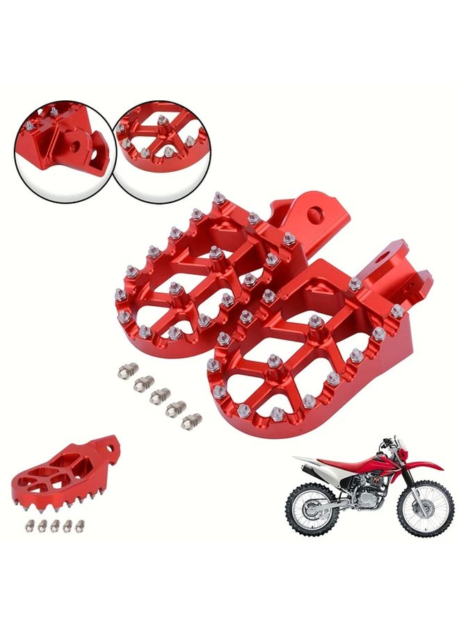 Red Aluminum Alloy Dirt Bike Foot Pegs Ergonomic Design For Off Road Motorcycle Accessories - Image 1