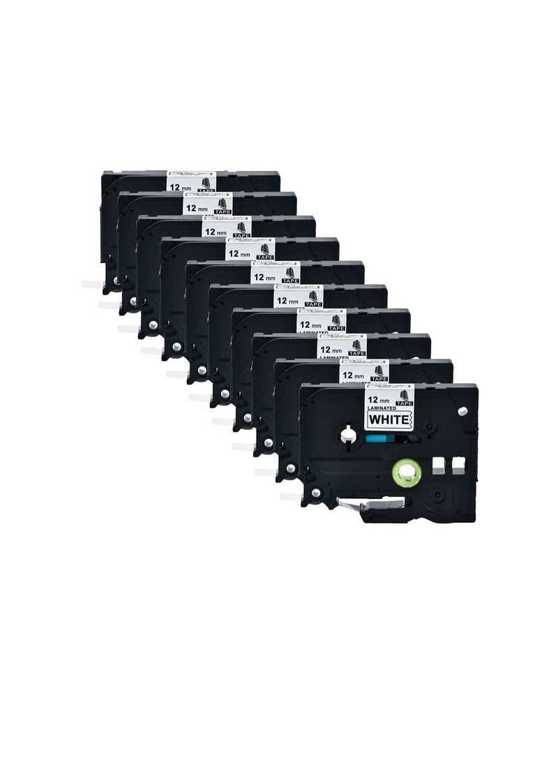 Generic Compatible Laminated Black on White Label Tape 12mm x 8 Meter Replacement for Brother TZe-231 TZe231 P Touch Label Tape TZ-231 for PTouch Label Maker PT D210 PT H110 Pack of 10  - Image 1