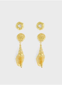2 Pack Mix Shell Earrings Set