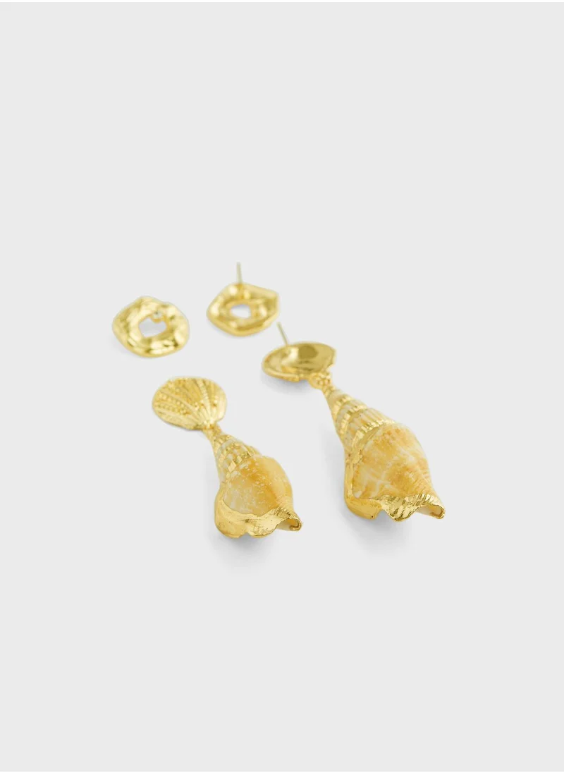 ايلا 2 Pack Mix Shell Earrings Set