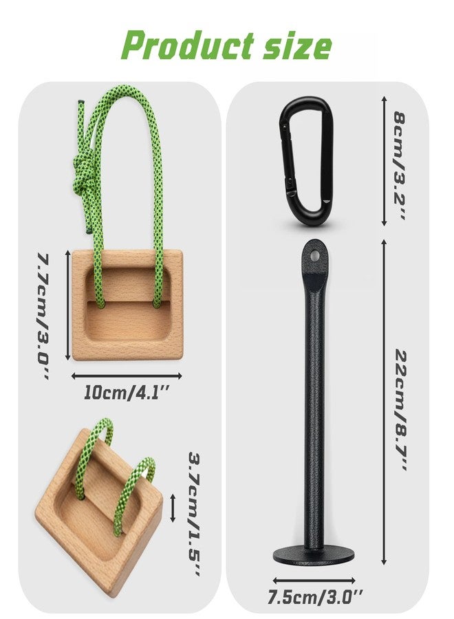 Lights Mountain Portable Climbing Hangboard – Dual Depth Wooden Grip Blocks for Finger Strength, Power, and Forearm Training – Beech Wood Hang Board with Loading Pin and Carabiners - Image 2