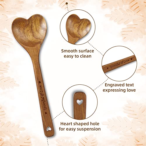 VanPet Wooden Heart Spoons - Heart Shaped Wooden Spoon Kitchenware for Cooking with Love, Unique Mother's Day Gifts for Cooks Hostesses Mom Grandma Wife Weddings House Warming Kitchen Accessories (1 PC) - Image 3