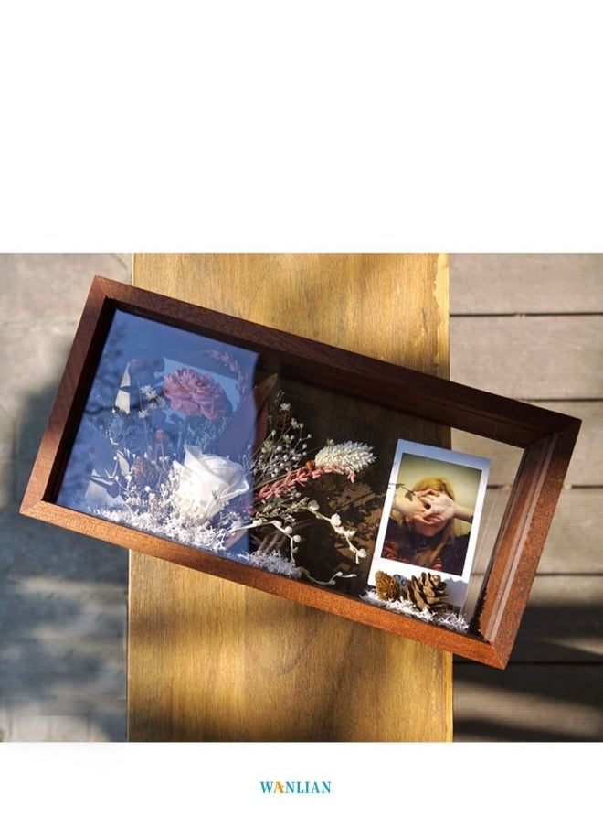 Generic - Double-Sided Wooden Shadow Photo Frame with High-Definition Plexiglass, Shatter-Resistant Glass, and Drawer for Dried Flowers, Specimens, Crafts, and Photos Storage - Image 1