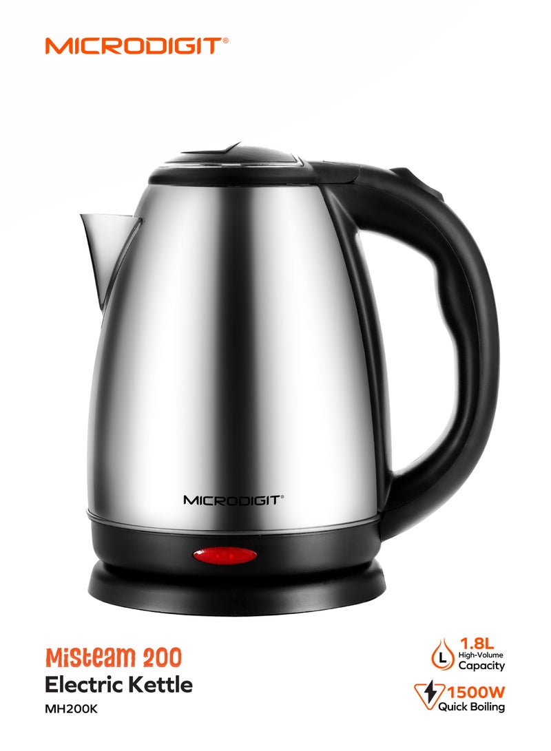 ميكرو ديجيت غلاية كهربائية من الإستانلس ستيل سعة 1.8 لتر وقدرة 1500 وات MH200K رمادي/فضي - Image 1