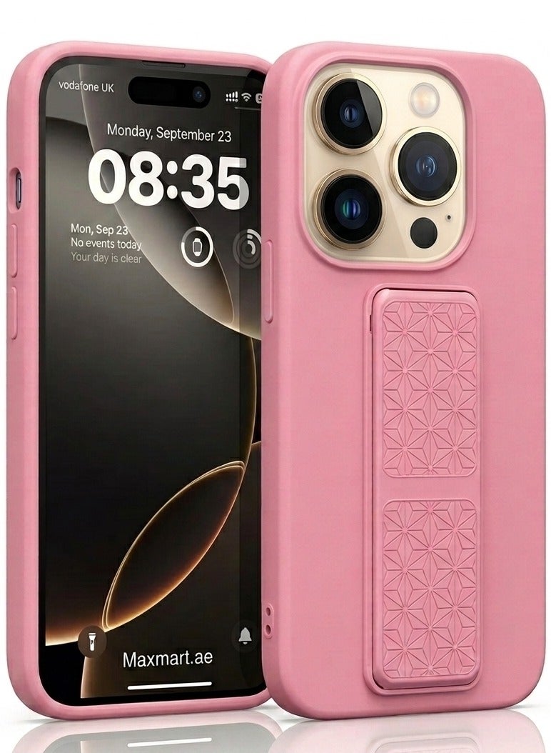 iPhone 16 Pro Max Silicone Case with Grip Strap & Kickstand Soft Design Cover For iPhone 16 Pro Max Vertical & Horizontal Stand Full Camera Protection Case For iPhone 16 Pro Max 6.9-inch - Image 1