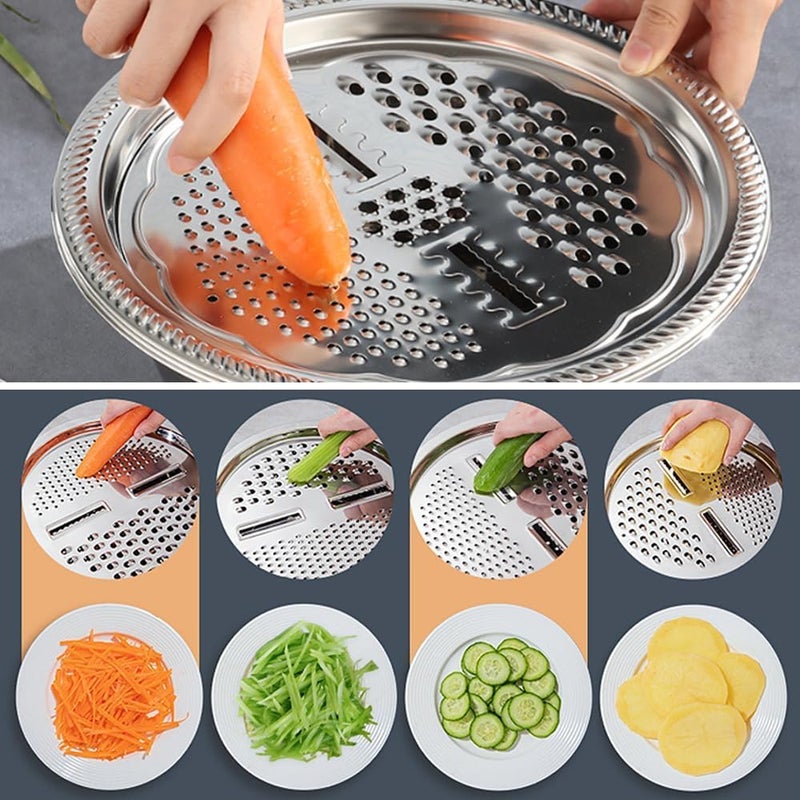 NUJAIN 3-in-1 Stainless Steel Mixing Bowl Set with Colander & Grater Lid, Multipurpose Kitchen Prep Bowl for Washing Fruits & Vegetables, Mixing Salad, Grating, Straining & Food Preparation - Image 4
