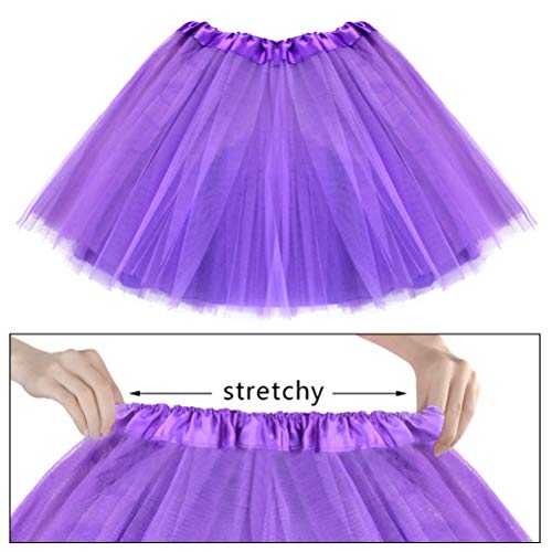 jiebor 80s Costume Accessories for Girls Kids Tutu Skirt Leg Warmers Fishnet Gloves Shutter Glass Headband Necklace Purple - Image 2
