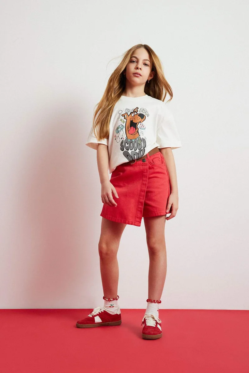 ديفاكتو Girl Red Gabardine Skort