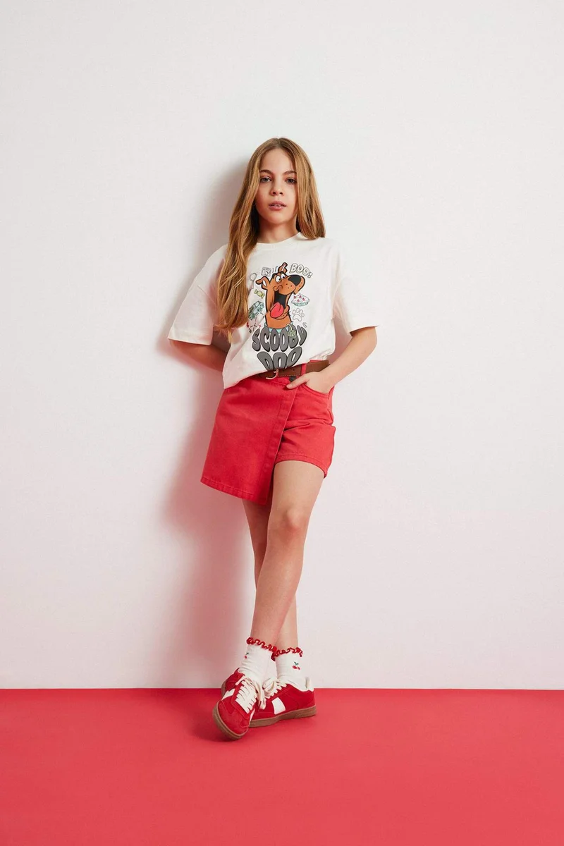 ديفاكتو Girl Red Gabardine Skort