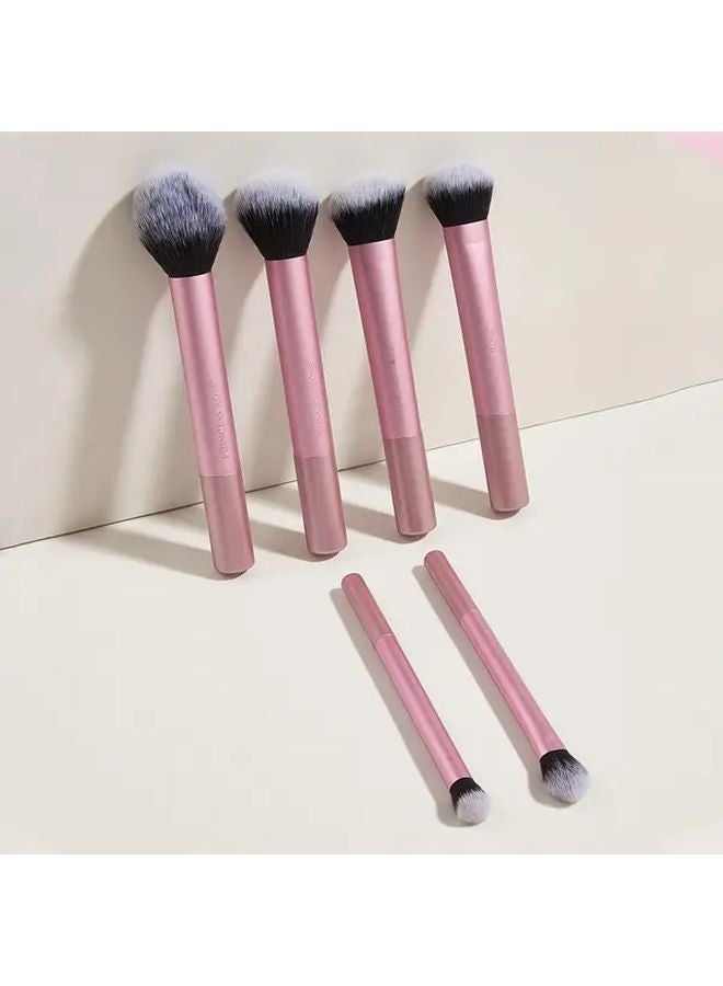 Pink 6PCS Professional Makeup Brush Set For Face Powder Contour Eyeshadow - Image 2