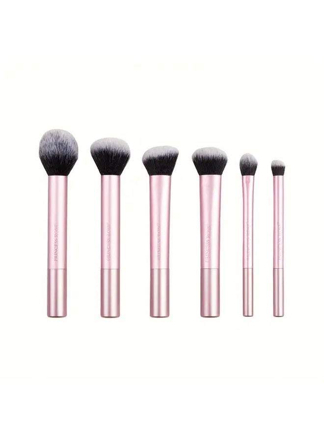 Pink 6PCS Professional Makeup Brush Set For Face Powder Contour Eyeshadow - Image 1