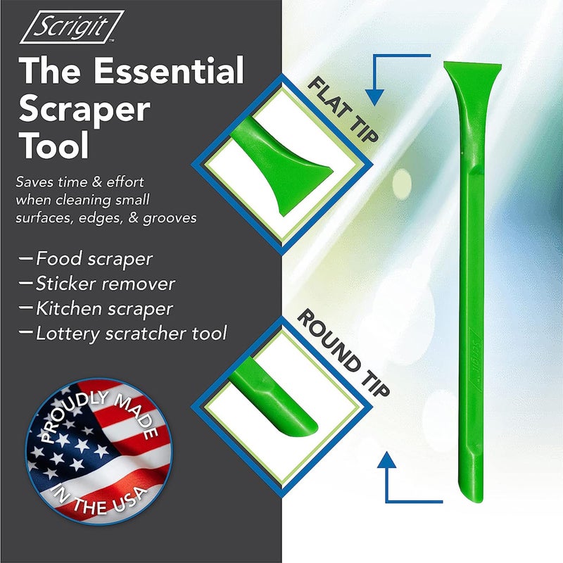 Scrigit Scraper Wide Blade No-Scratch Plastic Scraper Tool, 3 Pack - The Handy Multi-Use Scraping Tool for Removing Food, Labels, Stickers, Paint, Grease -Easy to Hold, Reaches Tight Spaces & Crevices - Image 2