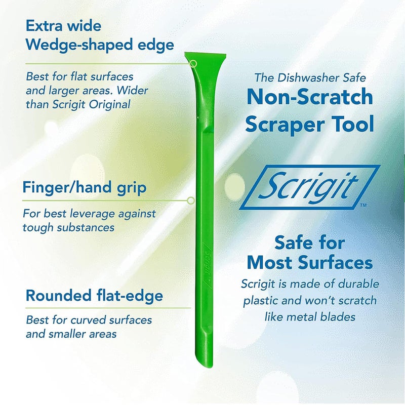 Scrigit Scraper Wide Blade No-Scratch Plastic Scraper Tool, 3 Pack - The Handy Multi-Use Scraping Tool for Removing Food, Labels, Stickers, Paint, Grease -Easy to Hold, Reaches Tight Spaces & Crevices - Image 3