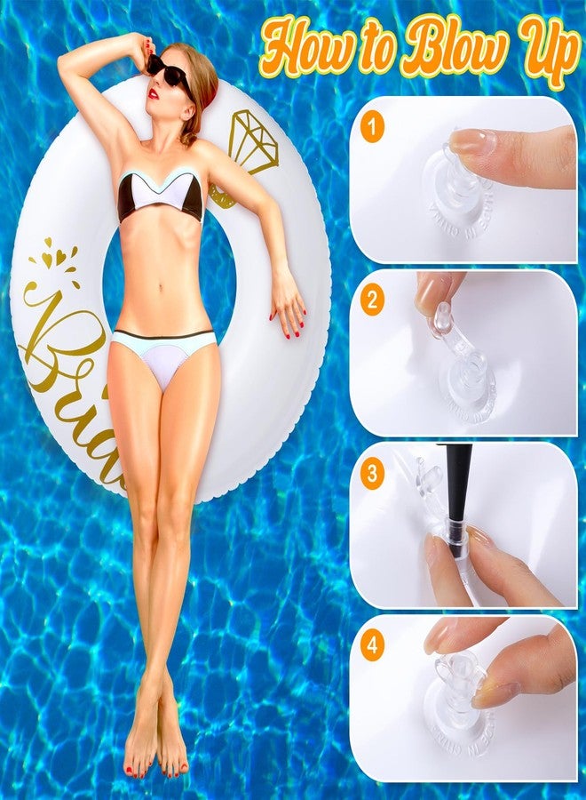 Motionchic Bachelorette Pool Floats, Bridal Ring Pool Floatie 47.24'', Beach Bachelorette Party Decor for Adults Bridal Shower Engagement Party Favors(White, Gold) - Image 4