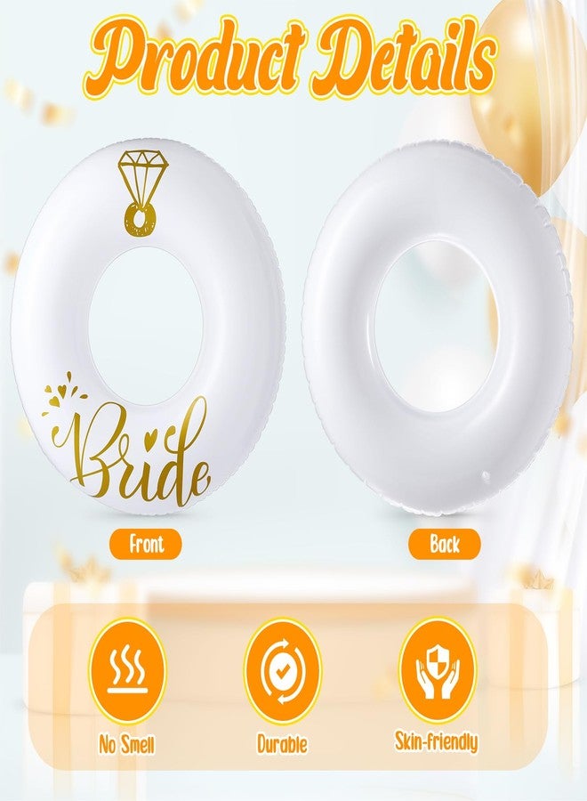 Motionchic Bachelorette Pool Floats, Bridal Ring Pool Floatie 47.24'', Beach Bachelorette Party Decor for Adults Bridal Shower Engagement Party Favors(White, Gold) - Image 3