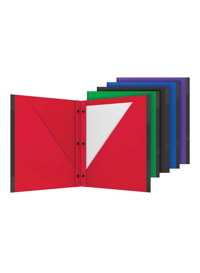 Oxford 2 Pocket Folder 5 Pack Plastic Portfolios With Plastic Snap Fasteners Antitear Edges Letter Size Red Green Black Blue Purple (89118) - Image 2