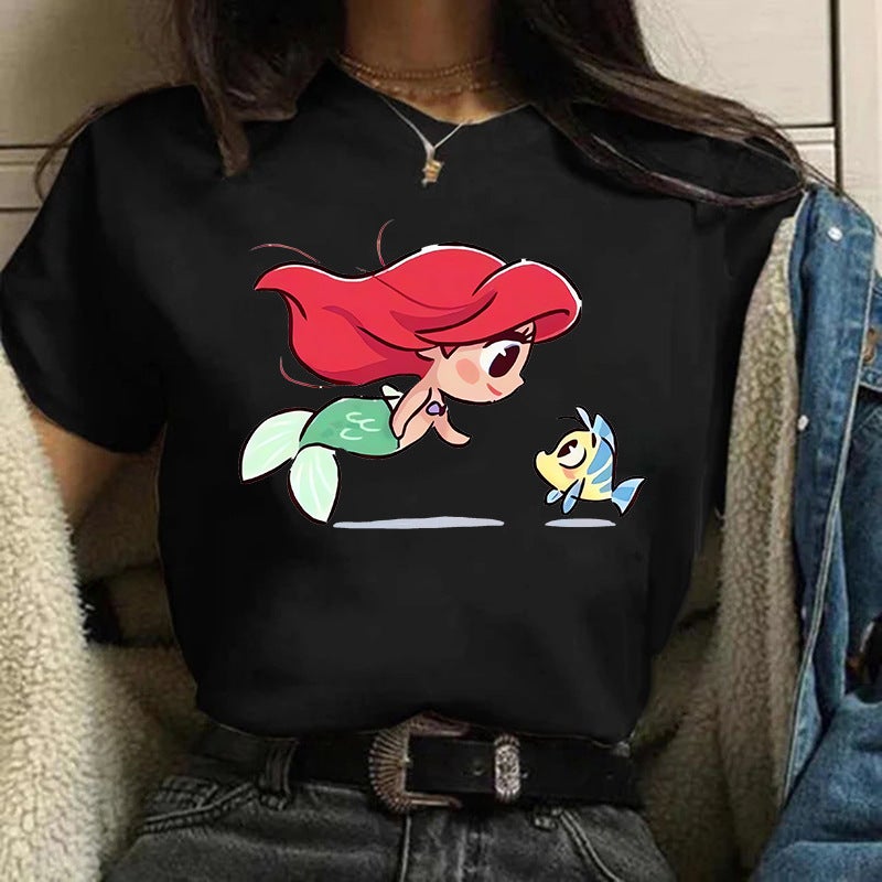 Explosions Y2K Sweet Princess T-Shirt Women'S Harajuku 90 S Mermaid Cute Cotton T-Shirt - Image 1
