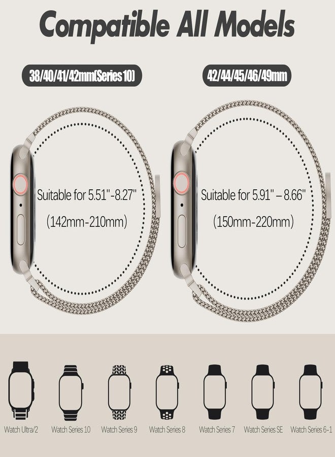 DYKEISS حزمة 3 حلقات شبكية معدنية متوافقة مع سوار ساعة آبل 38mm 40mm 41mm 42mm 44mm 45mm 46mm 49mm للنساء والرجال، حزام من الفولاذ المقاوم للصدأ مع مشبك مغناطيسي لسلسلة iWatch 11 10 9 8 SE 7 6 5 4 3 2 1 Ultra - Image 3