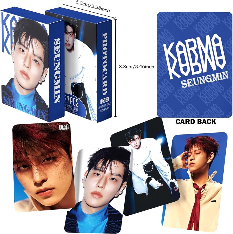 PYAJUU Stray Kids KARMA Photocards 127PCS KARMA Album Photo Card Set Stray Kids The 4th Album Merch 55 PCS Photocard and 72 PCS Stickers Gift for STAY Straykids 2025 Gift Set (SEUNGMIN) - Image 4