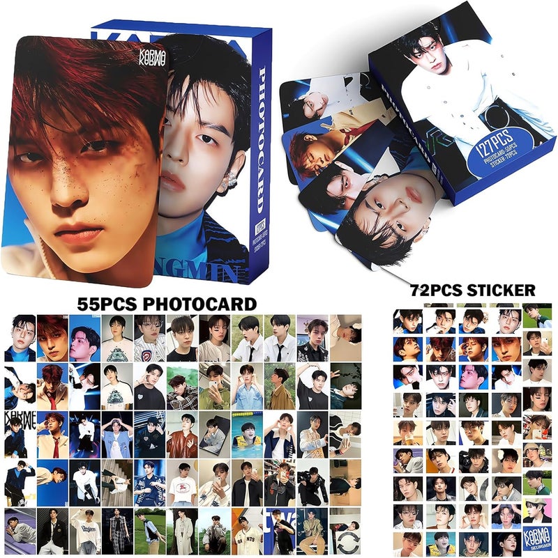 PYAJUU Stray Kids KARMA Photocards 127PCS KARMA Album Photo Card Set Stray Kids The 4th Album Merch 55 PCS Photocard and 72 PCS Stickers Gift for STAY Straykids 2025 Gift Set (SEUNGMIN) - Image 2