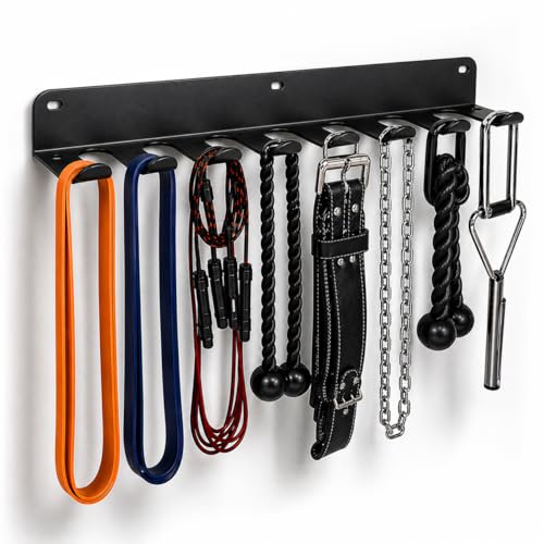 FizLig Gym Equipment Storage Rack MultiPurpose Home Gym Organization Storage Wall Mount for Resistance Bands Jump Ropes Lifting Belt Chains Barbells 16 8 Prongs - Image 1