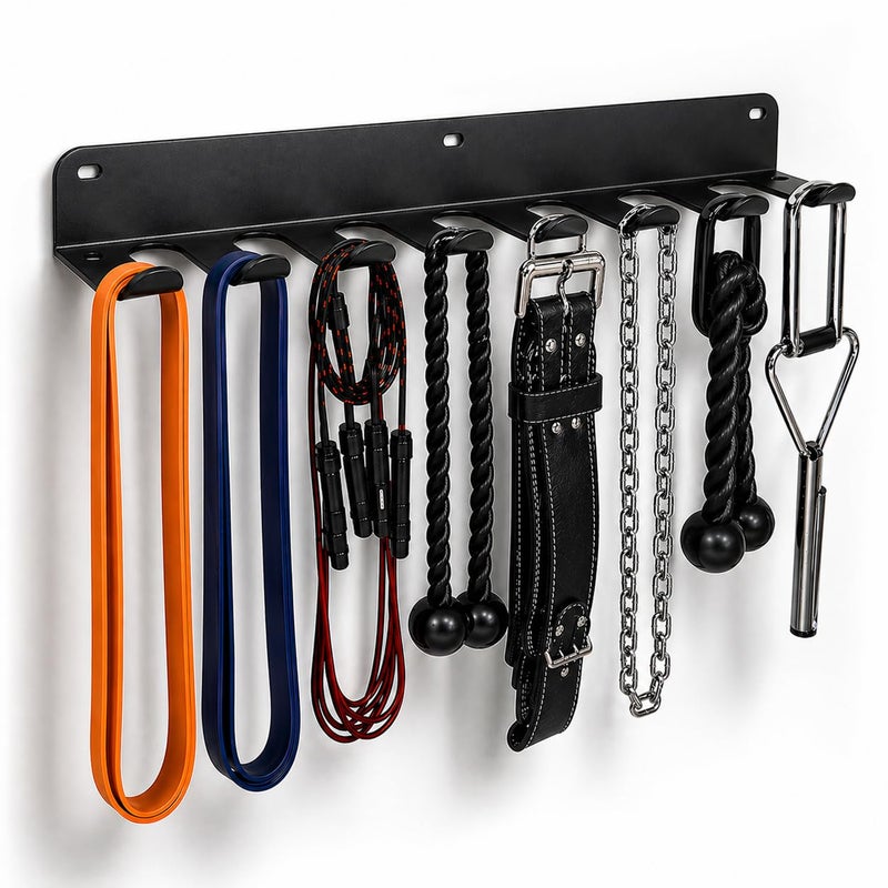 FizLig Gym Equipment Storage Rack MultiPurpose Home Gym Organization Storage Wall Mount for Resistance Bands Jump Ropes Lifting Belt Chains Barbells 16 8 Prongs - Image 2