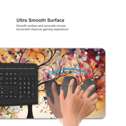KOBWOPI 35.4 x 15.7 in, XXL Large Mouse Pad for Desk, Extended Keyboard Mouse Mat for Computer Office, Big Laptop Mouse pad, Gaming Pc-Colorful Leaf Tree - Image 5
