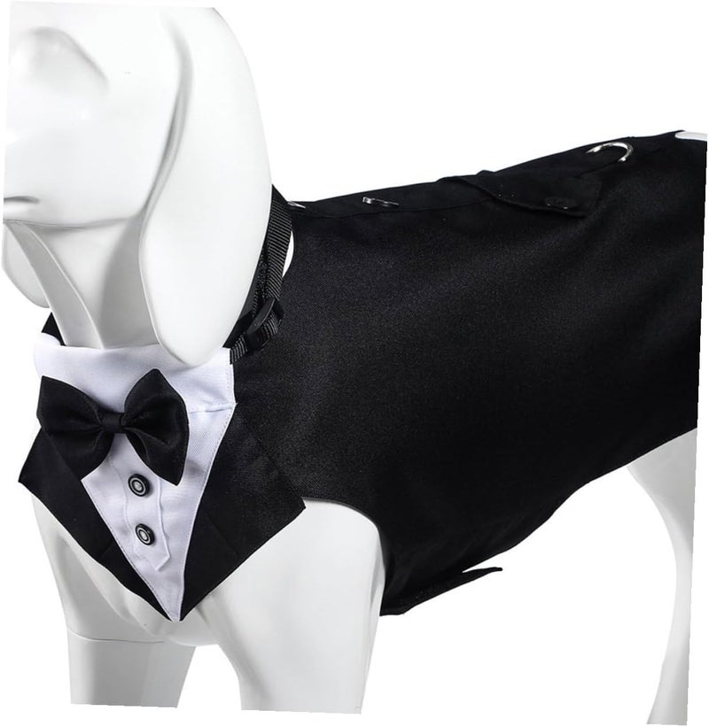 Dog Tuxedo Suit with Bandana Set, Formal Pet Costume, Black Large Size, Wedding Party Outfit for Dogs - Image 5