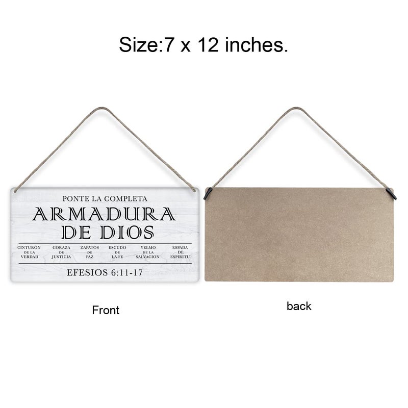 MIGUMUTU Bible Verse Home Wall Decor La Armadura De Dios Efesios 6:11 Scripture Signs Rustic Hanging Wall Plaque Wooden Christian Religious Sign - Image 2