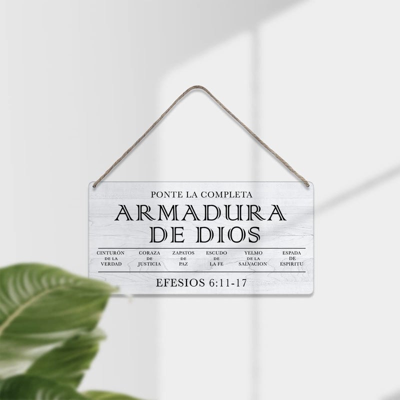 MIGUMUTU Bible Verse Home Wall Decor La Armadura De Dios Efesios 6:11 Scripture Signs Rustic Hanging Wall Plaque Wooden Christian Religious Sign - Image 4
