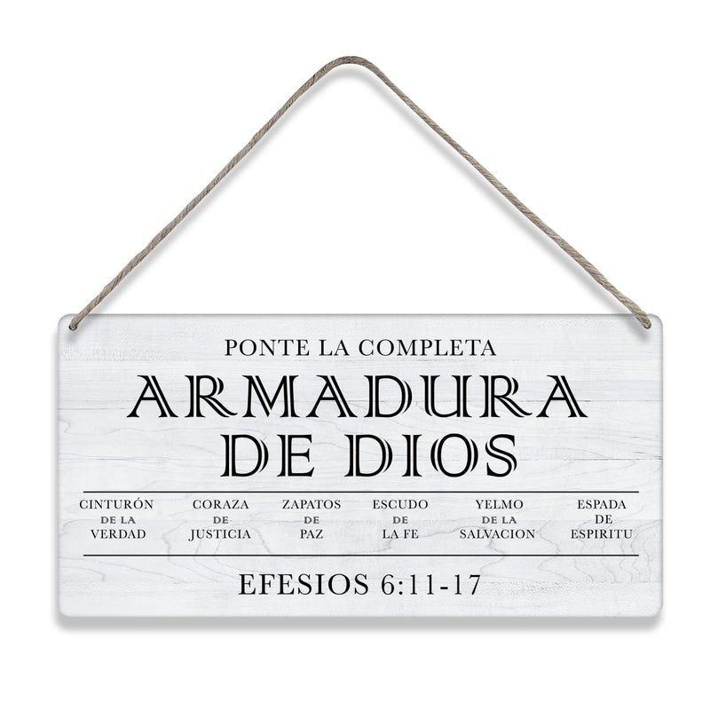MIGUMUTU Bible Verse Home Wall Decor La Armadura De Dios Efesios 6:11 Scripture Signs Rustic Hanging Wall Plaque Wooden Christian Religious Sign - Image 1