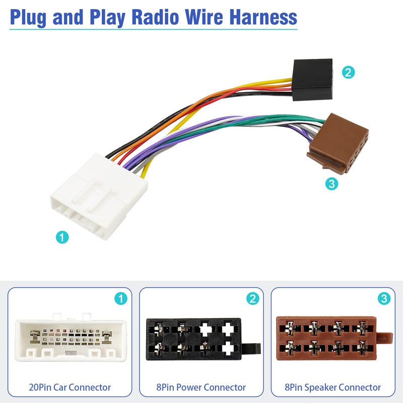 Jayubien Stereo Wiring Harness for Nissan ISO Radio Adapter to 20Pin Connector - Image 4