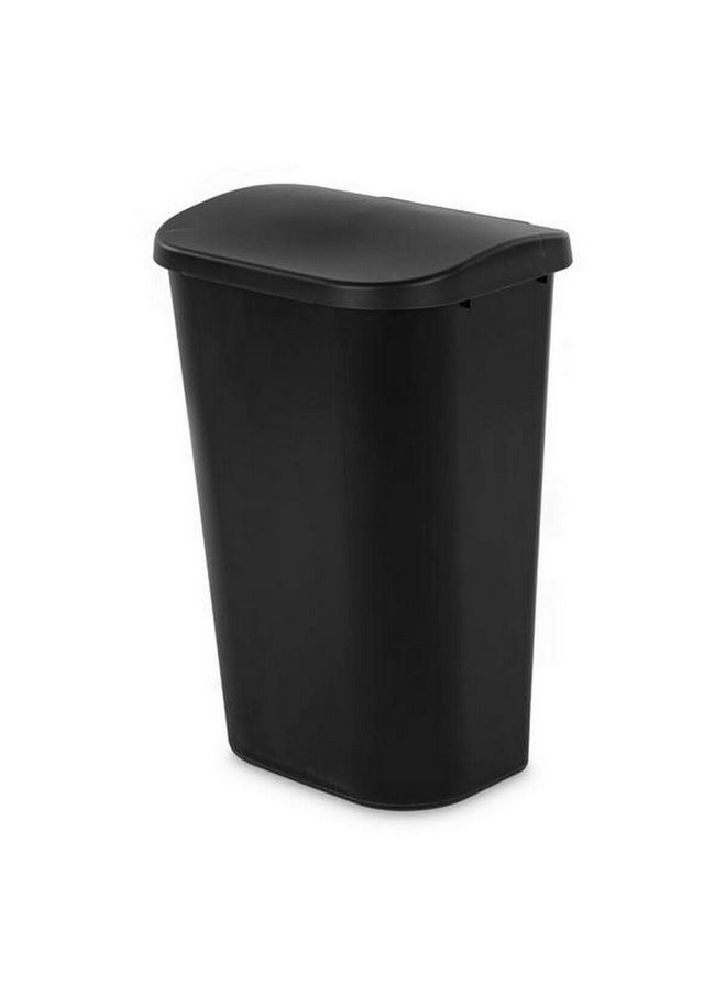 Sterilite - D-Shape Design Durable Lift Top Wastebasket Black 11.3 Gal 10759006 - Image 1