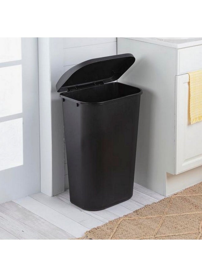 Sterilite - D-Shape Design Durable Lift Top Wastebasket Black 11.3 Gal 10759006 - Image 1