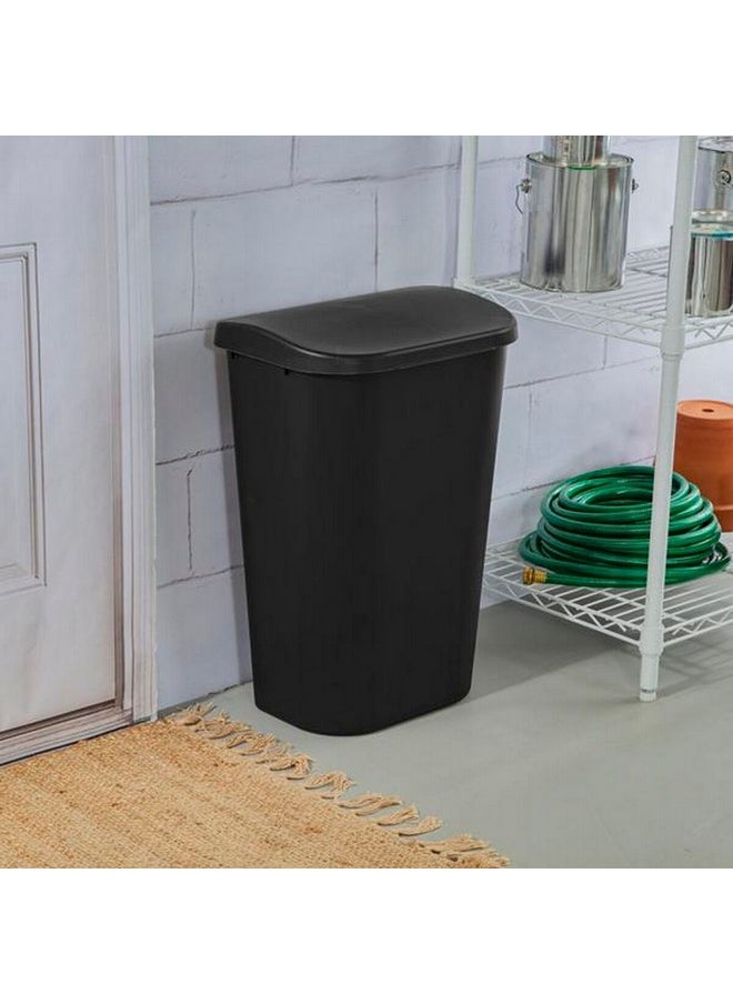 Sterilite - D-Shape Design Durable Lift Top Wastebasket Black 11.3 Gal 10759006 - Image 1