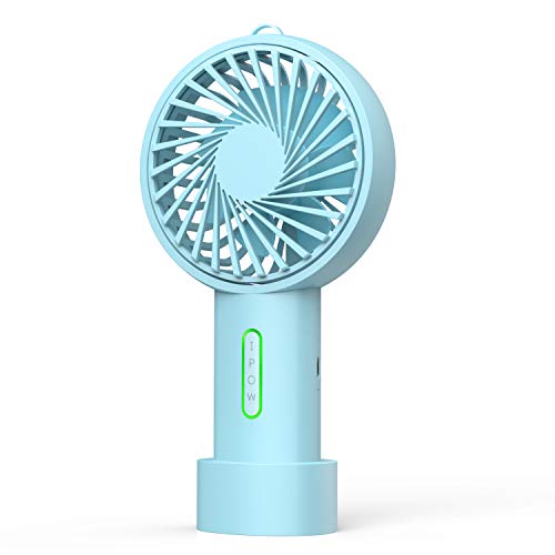 IPOW Mini Portable Fan - 3 Speed, Adjustable Angle, USB Rechargeable, Small Desk & Travel Fan - Mint Blue - Image 1