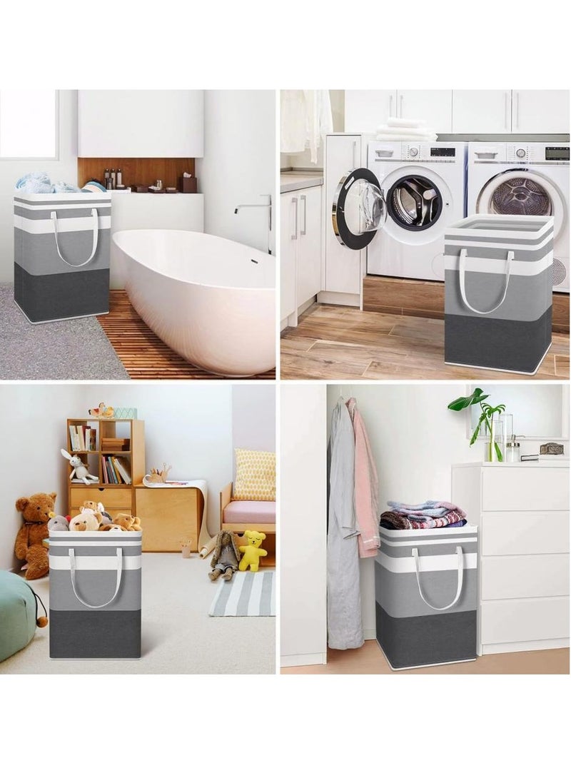 Alissa Large Laundry Baskets 2 Pcs Hamper Collapsible Laundry Bag with Carry Handles Freestanding Clothes Hampers for Laundry Bedroom, Dorm, Clothes, Towels, 75L, Clover Grey (40*30*60)cm  - Image 4