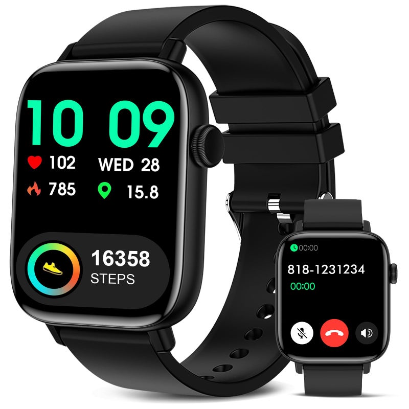 PJYUBVOR Smart Watch for Men - 1.90" HD Touch Screen Smartwatch, Bluetooth Call, Fitness Tracker with 120+ Sport Modes, Heart Rate & Sleep Monitor, IP68 Waterproof Smart Watches for Android & iPhone, Black - Image 1