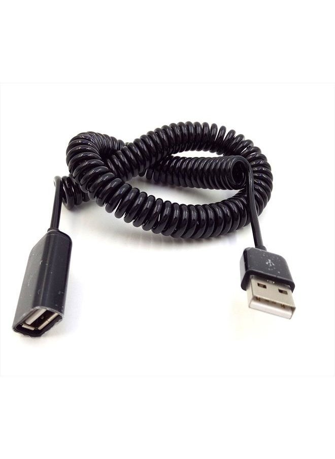 Qaoquda Coiled Spring USB Cable, Qaoquda10FT/3M Spiral Coiled USB 2.0 Male to Female Data Sync & Charge Cable (Black)  - Image 2