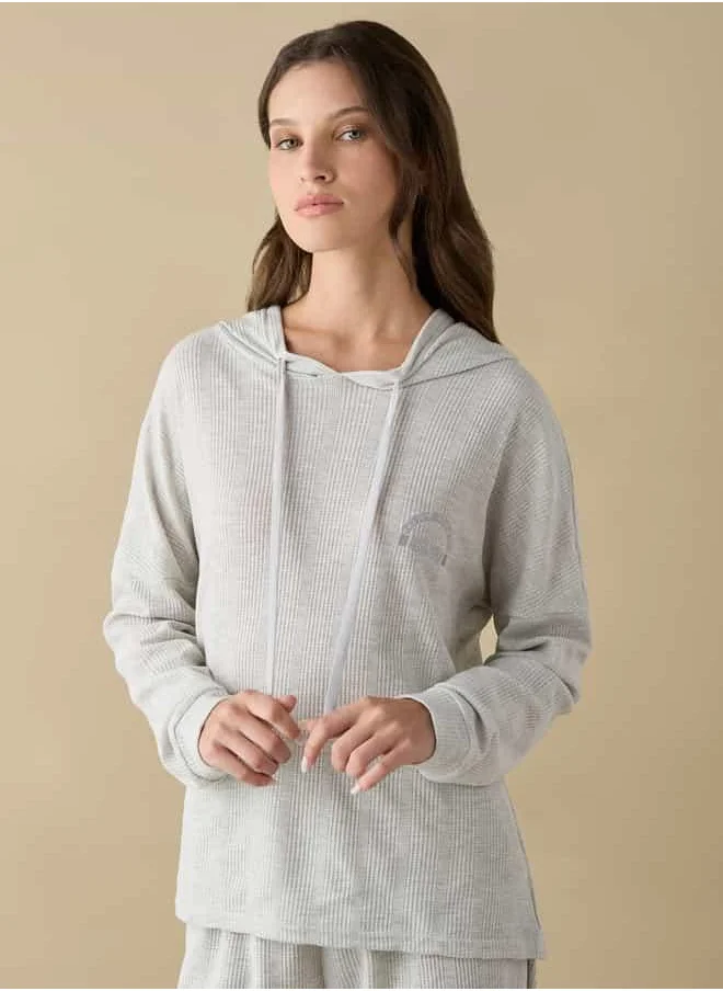 فاف Waffle Textured Long Sleeves Hoodie with Elasticated Joggers Set