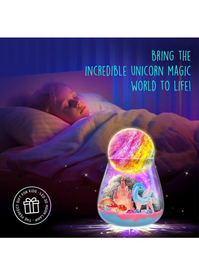 HALAMODO Unicorn Terrarium Gifts for Kids - Light Up DIY Terrarium Craft Kit with Moon Lamp, Unicorn Figurines & Artificial Plants, Educational Science Craft for Girls Ages 4-12, Perfect Birthday & Holiday Gift​ - Image 4