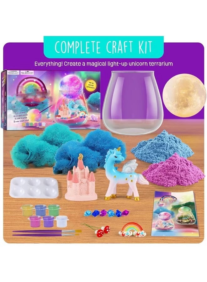 HALAMODO Unicorn Terrarium Gifts for Kids - Light Up DIY Terrarium Craft Kit with Moon Lamp, Unicorn Figurines & Artificial Plants, Educational Science Craft for Girls Ages 4-12, Perfect Birthday & Holiday Gift​ - Image 3