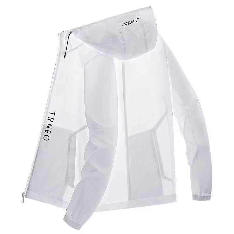 Generic Mens Lightweight Hooded Fishing Shirt UV Protection Summer White