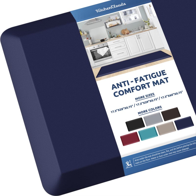 KitchenClouds Kitchen Mat Cushioned Anti Fatigue Kitchen Rug 08inch Waterproof Non Slip Kitchen Rugs and Mats Standing Desk Mat Comfort Floor Mats for Kitchen Sink Office 173x60Blue