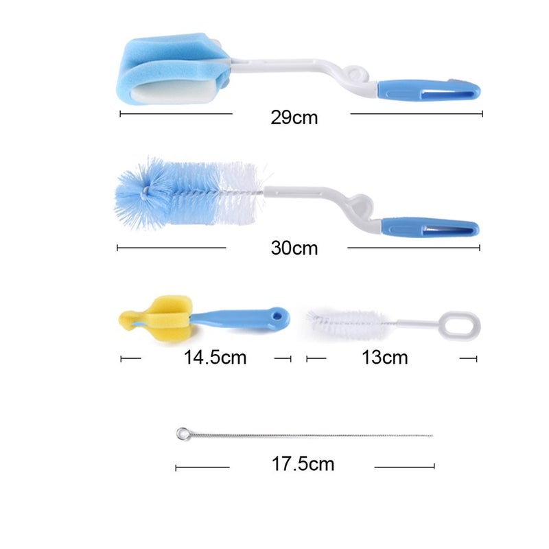 Honbay Bottle Brush Cleaner Kit with Teat Cleaner and Straw Brushes 360 Degree Rotating 5 PCS Within One Set Comes in Different Size selections - Random Color - Image 2