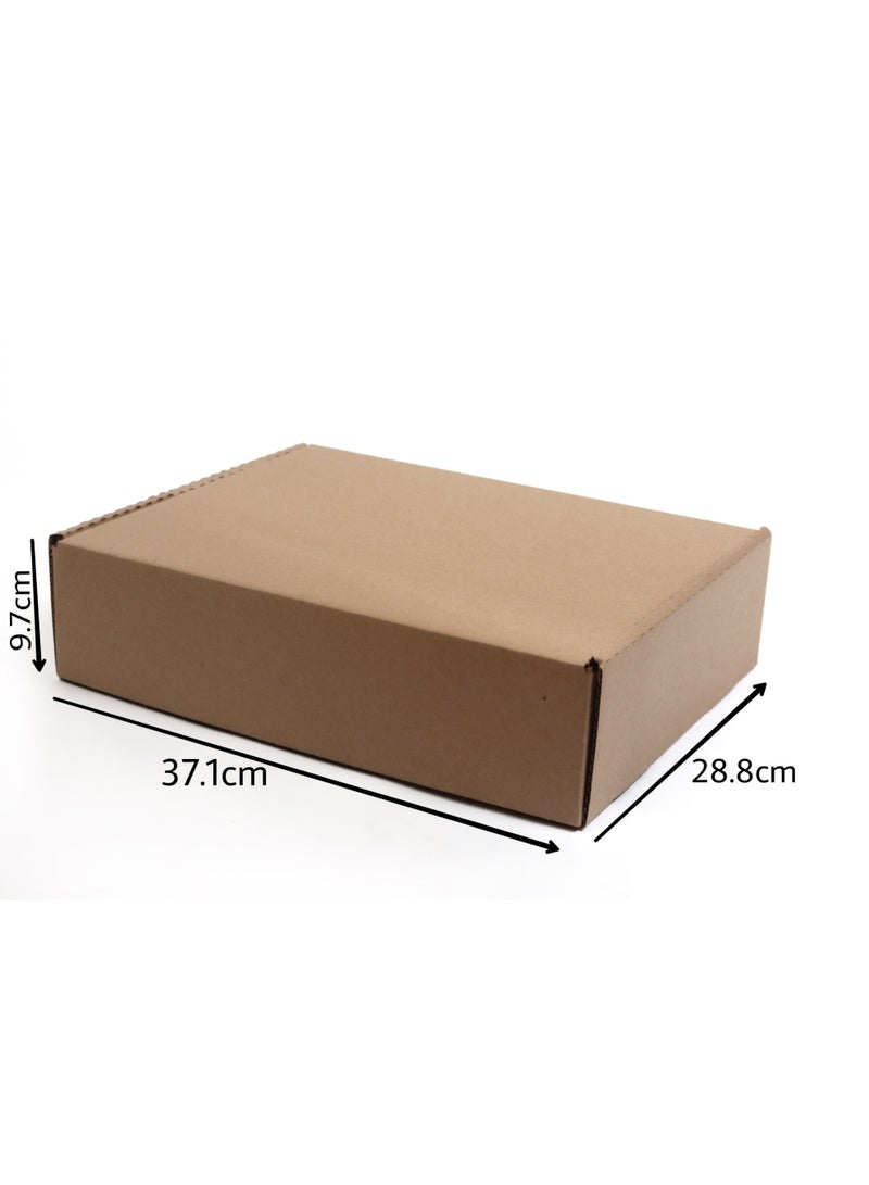 صناديق شحن كرتون مموج مقاس 37×28.8×9.7 سم عبوة 20 قطعة، علب تغليف كرتونية للأعمال الصغيرة، صناديق قابلة للطي بدون لاصق، للتجارة الإلكترونية والهدايا والتخزين(بنى) - Image 2